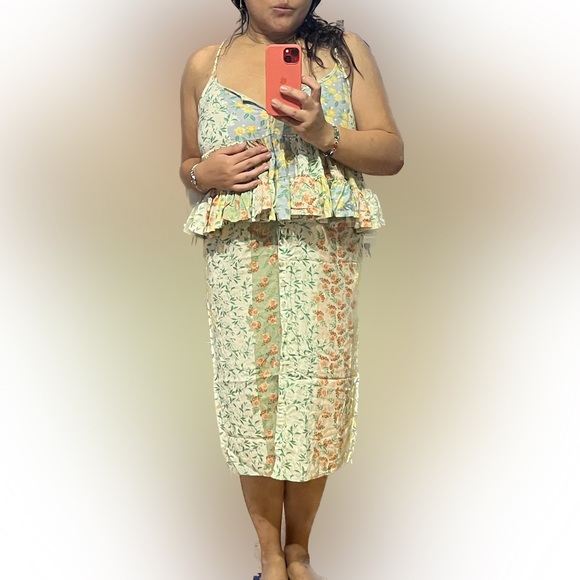 PATRONS OF PEACE Block Floral Print Midi Skirt Boho Cottage Country Core M - Picture 11 of 11